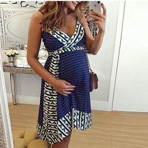 Stylish Blue and Green Patterned Dress